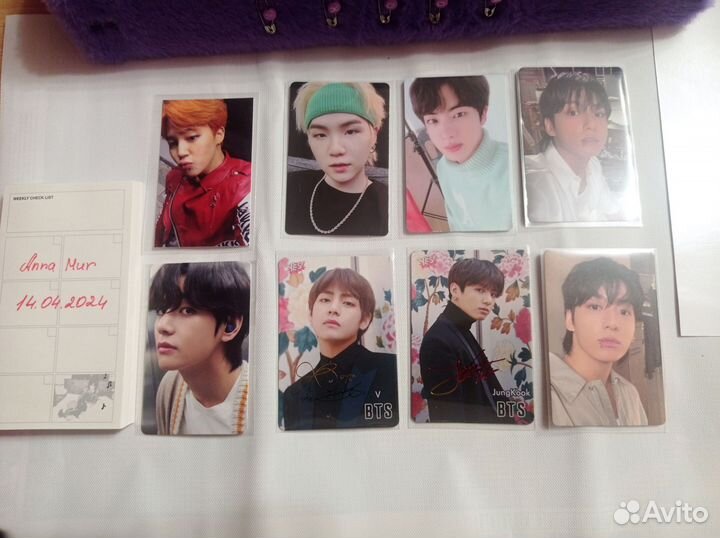 Карты bts Юнги, Чонгук, Тэхён, Чимин, Джин