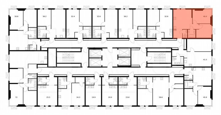 2-к. квартира, 48,4 м², 30/33 эт.