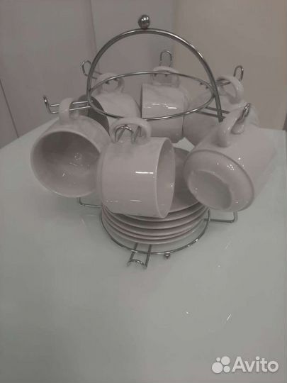 Набор чайной посуды 6 пар с подставкой