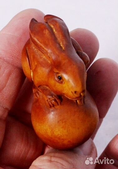 Статуэтка Кролик - Нэцкэ из Дерева Самшит ru*114