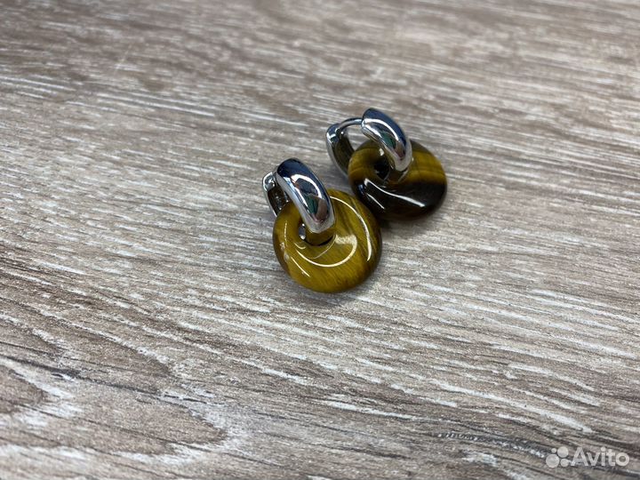 Серьги трансформеры с подвесками бубликами