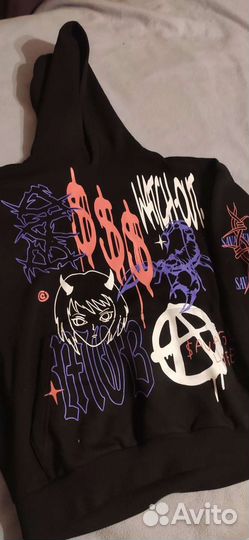 Худи в стиле Y2K S черная New Yorker