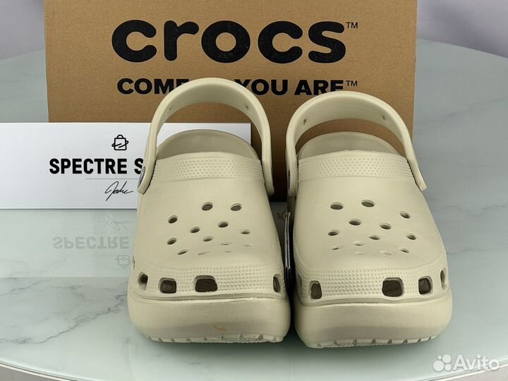 Сабо Crocs на Платформе бежевые