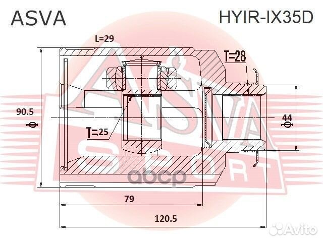 ШРУС внутренний перед лев hyundai/ tucson TM