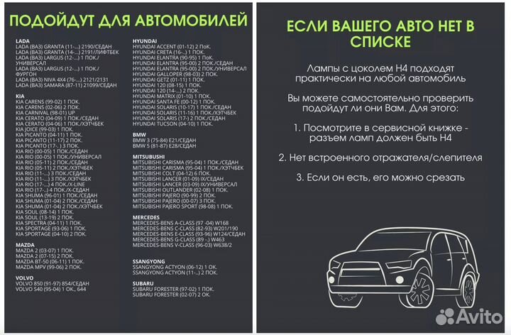 Светодиодные лампы с мини линзами H4 Y6D,LED лампа