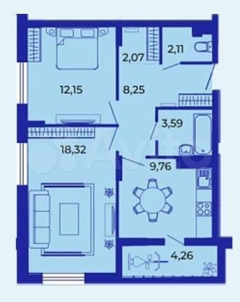 2-к. квартира, 61 м², 10/15 эт.