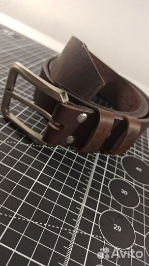 Мужской кожаный ремень ручная работа коричневый