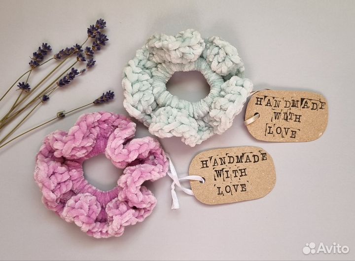 Скранч Резинка для волос вязаная