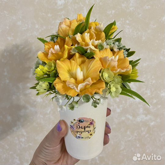 Гладиолусы букет цветы из мыла