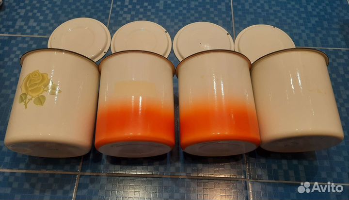 4 эмалированных бидона по 2,2 литра (металл)