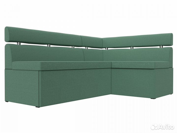 Диван кухонный угловой Классик правый угол, рогожка, амур зеленый