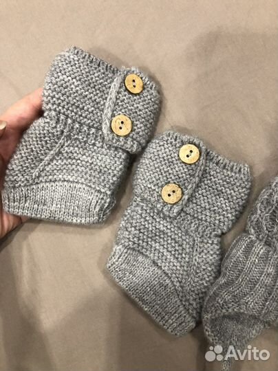 Конверт шапка пинетки Amarobaby серый