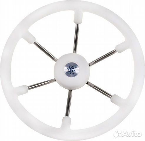 Рулевое колесо leader tanegum белый обод серебряны