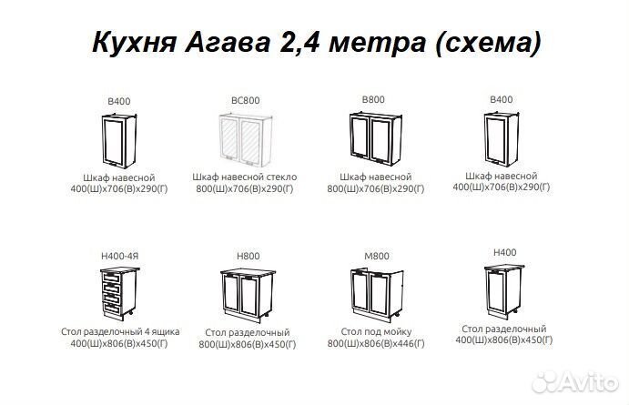 Новый кухонный гарнитур / Модульная кухня 2400 мм