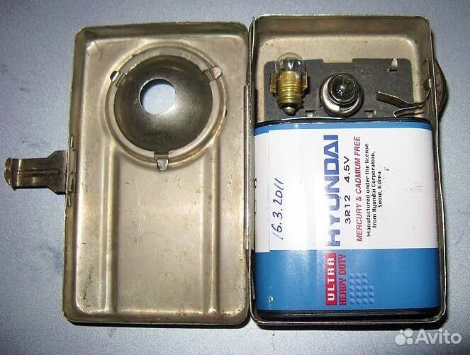 Фонарь, СССР, хромированный корпус, 4.5 вольта