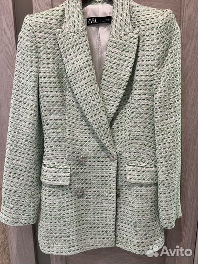 Твидовый пиджак zara s