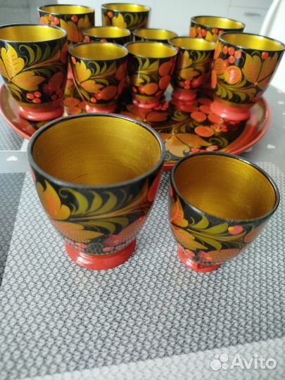 Набор посуды б/у из хохломы