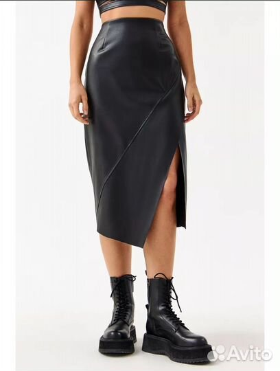 Юбка кожзам черная