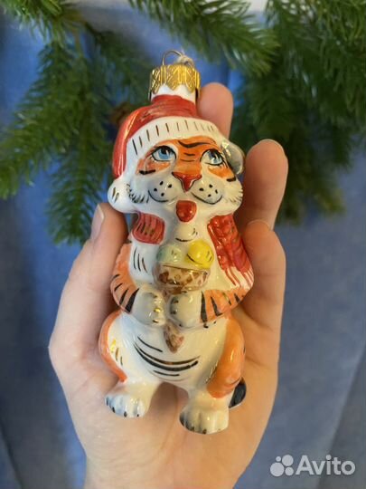 Елочная игрушка лефортовский фарфор Тигренок