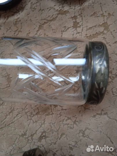 Стопки хрусталь с мельхиор, дном СССР