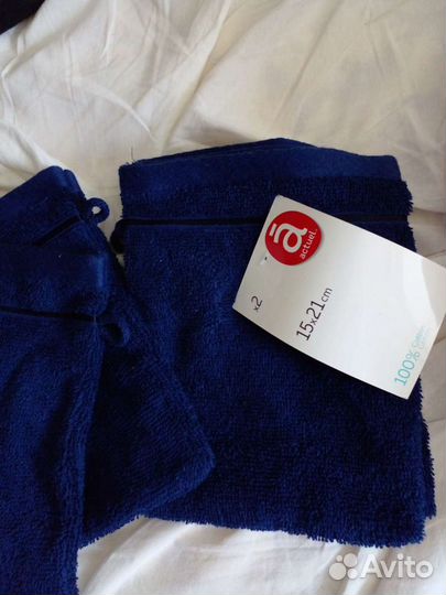 Махровые полотенца мочалки- варежки 2шт