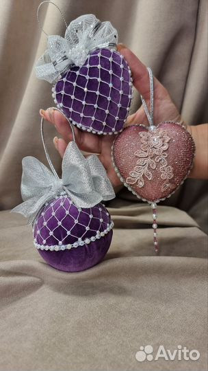 Елочные шары ручной работы из велюра