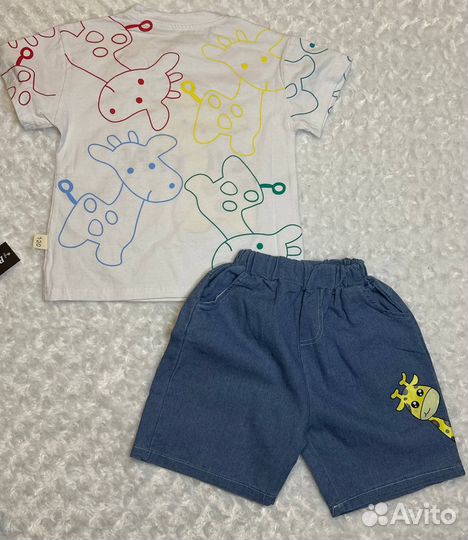 Костюм футболка и джинсовые шорты 120 116 110