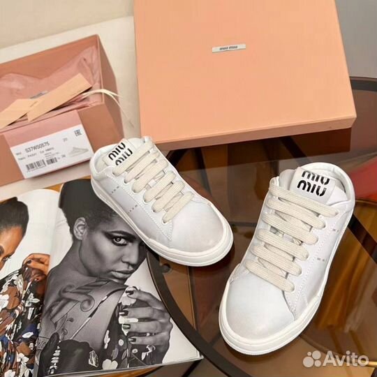 Кроссовки miu miu кожаные мюли миу миу premium