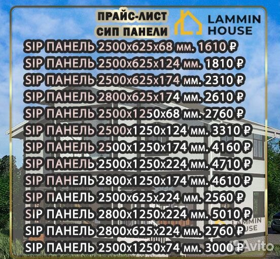 Сип SIP панели OSB. Размер 2500*1250*174 мм