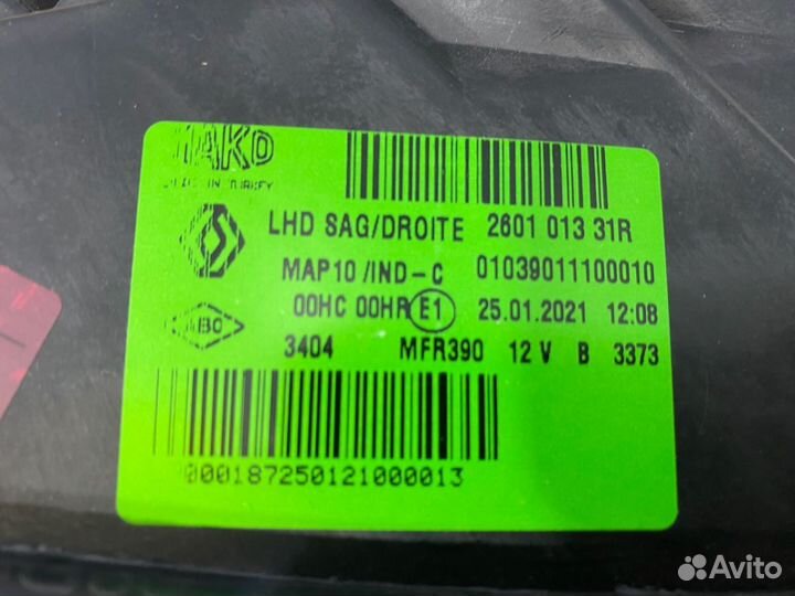 Фара Renault fluence Прав