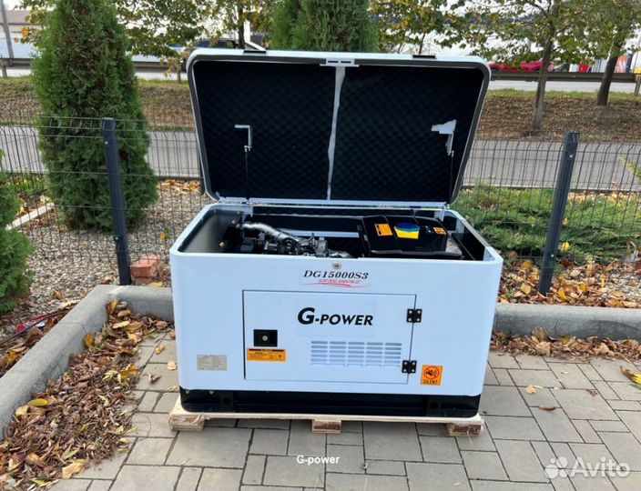 Дизельный генератор 13 кВт G-power трехфазный водя