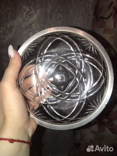 Ваза конфетница салатник Хрусталь с ободком