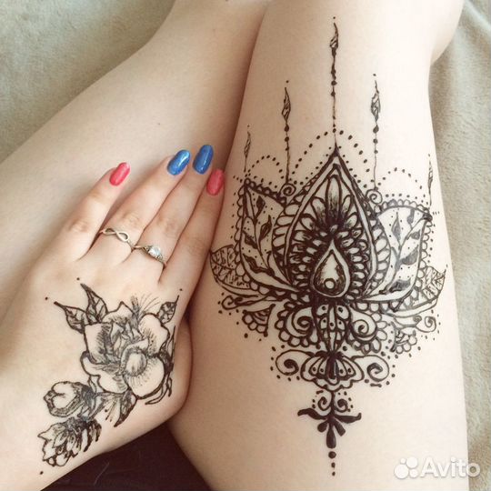 Временные татуировки хной, биотату, мехенди