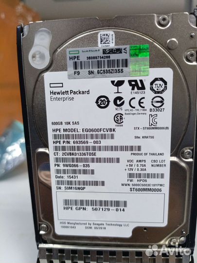 581286-B21 (used) Жесткий диск HDD HP 600Gb 6G 10K