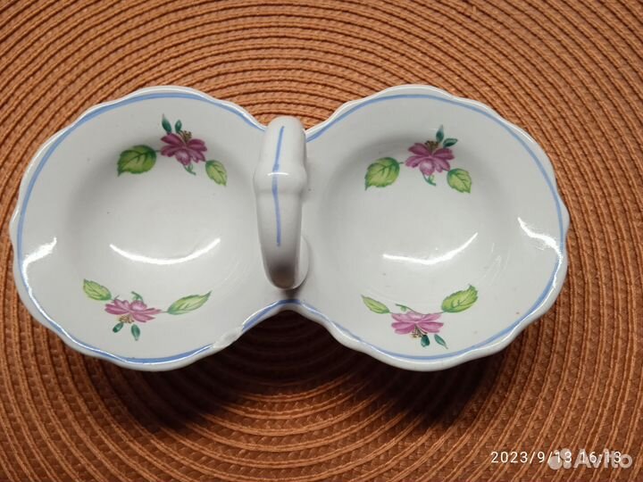 Соусник двойной, фарфор Дулево 1956г