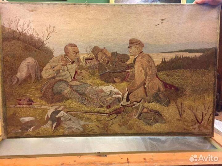 Большая картина в родной раме. Вышита на ткане