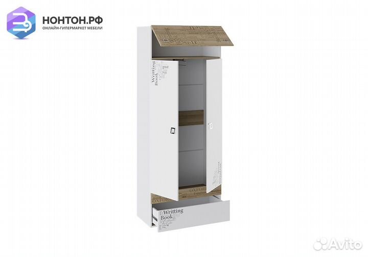 Шкаф 2-дверный Оксфорд ривьера / белый с рисунком