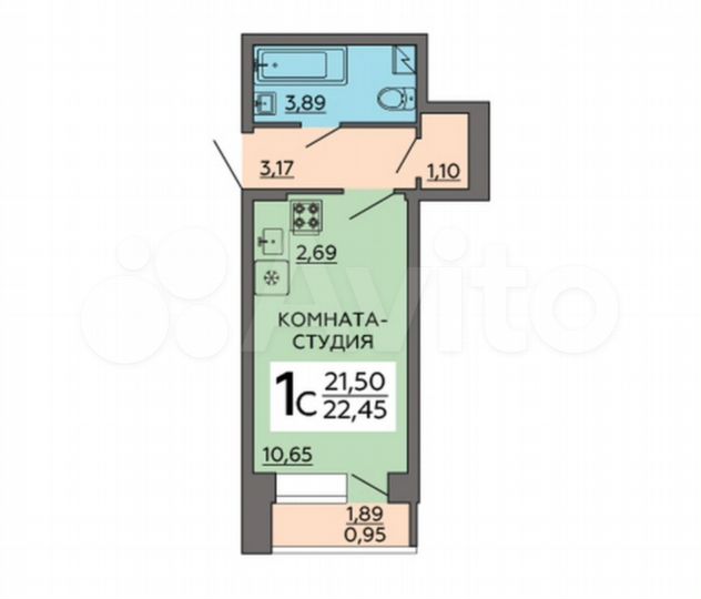 Квартира-студия, 22,5 м², 18/20 эт.