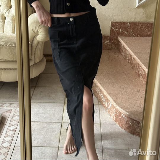 Юбка джинсовая макси S