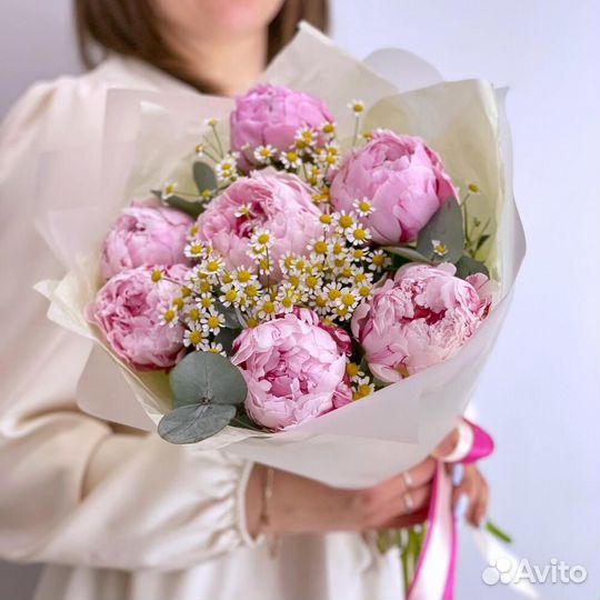 Цветы букеты пионы