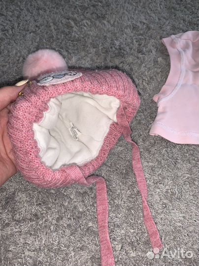 Шапка+шлем для девочки зима