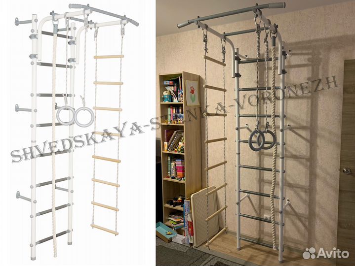 Шведская стенка Пристенная с регулировкой турника