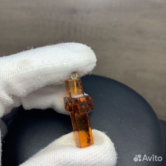 Подвеска Янтарная Крест Янтарь Кулон Ретро