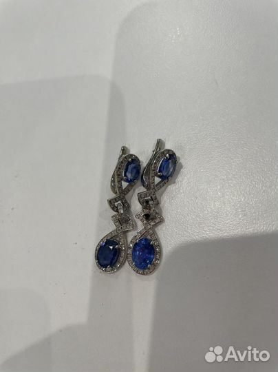 Серьги с сарфирами и бриллиантами МГУ