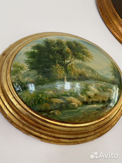 Антикварная картина на дереве. Италия