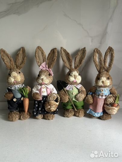 Пасхальный декор соломенный кролик