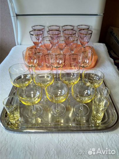 Фужеры,Рюмки,стопки цветное стекло,70-80гг