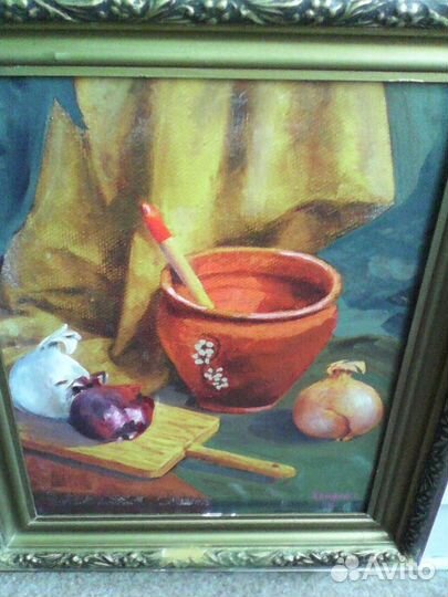 Старенькая картина -натюрморт.60-ые года. хм