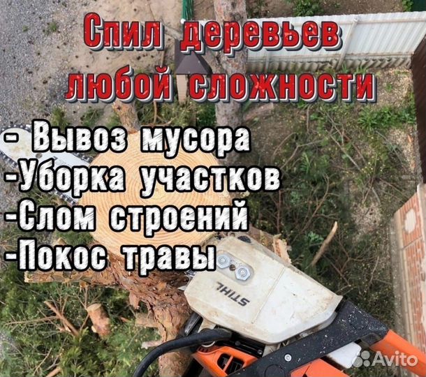 Спил деревьев и обрезка деревьев