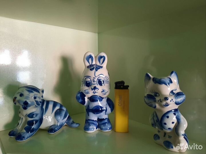 Статуэтки фигурки гжель заяц тигр лиса дракон